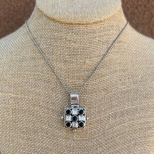 Sterling Silver 925 Onyx Mother of Pearl Geometric Pendant Modern Pendant Only